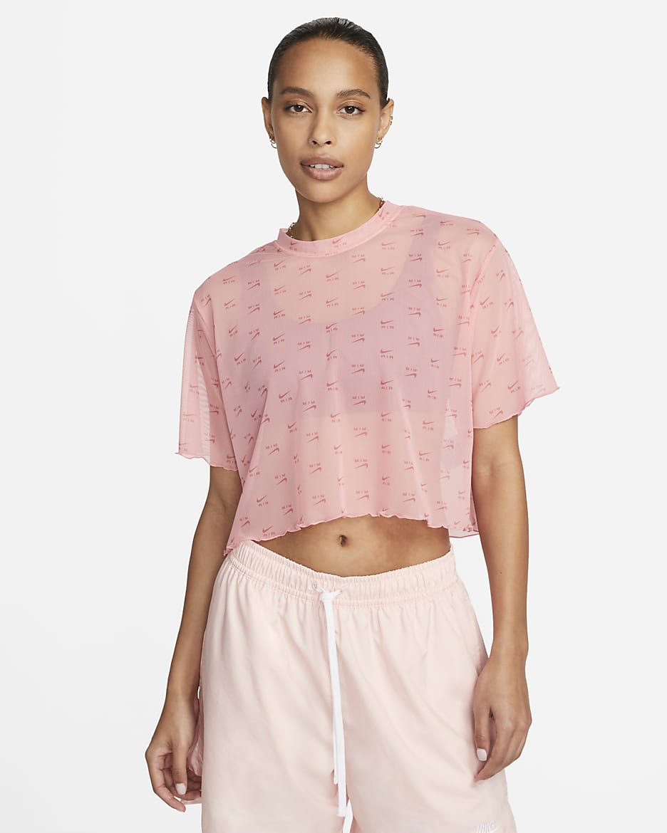 Áo Thể Thao Tay Ngắn Thời Trang Nữ Nike As W Nsw Air Aop Mesh Ss Crop