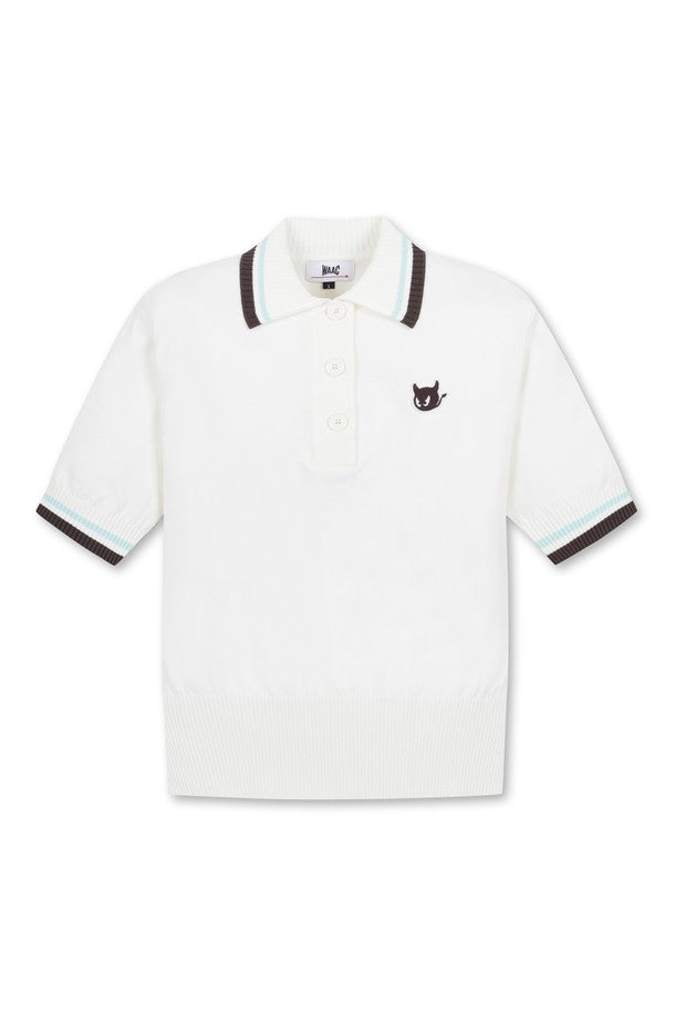 Áo Golf WAAC Nữ Tipping Collar Short Sleeves Sweater
