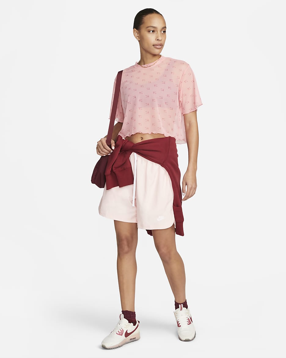 Áo Thể Thao Tay Ngắn Thời Trang Nữ Nike As W Nsw Air Aop Mesh Ss Crop