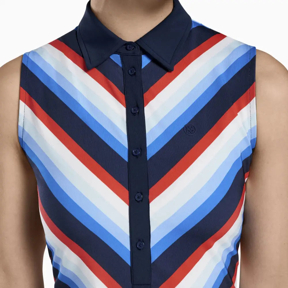 Áo Polo Tay Ngn Th Thao G/Fore N Chevron Stripe Sleevlss Xanh Tía / L Golf
