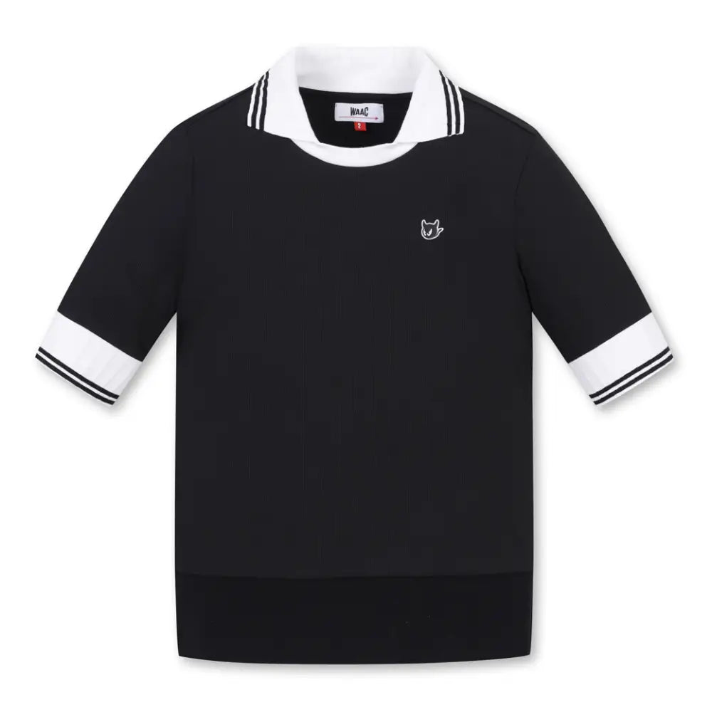 Áo Th Thao N Waac Ribbed Ss Collar Neck T-Shirts En / 1 Tay Ngn Golf