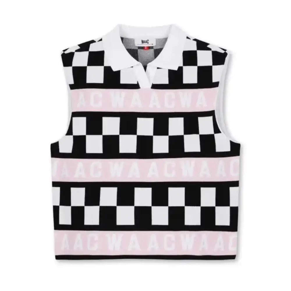 Áo Th Thao Waac N Checker Knit Top En / S Tay Ngn Golf