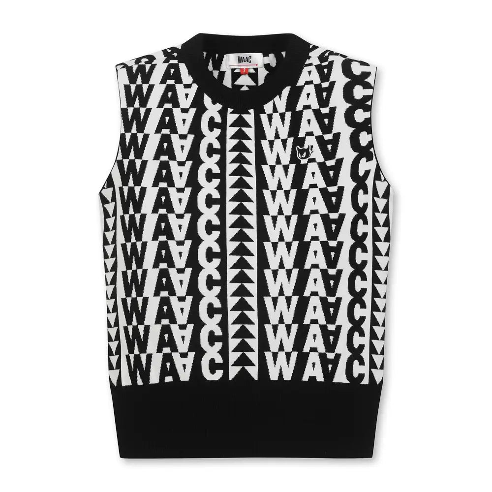 Áo Th Thao Waac N W Fall Logo Pattern Knit Vest En / S Tay Ngn Golf